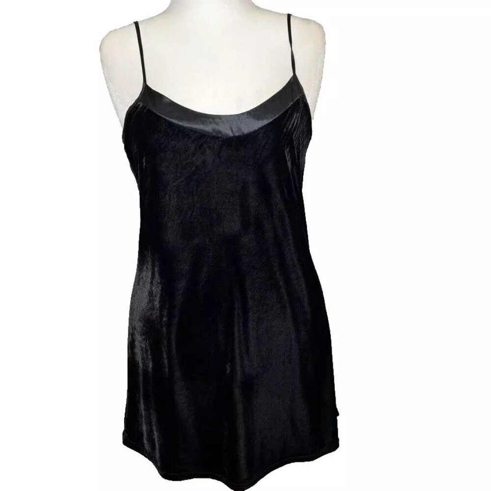 California‎ Dynasty Slip Dress M Vtg Velvet Nightgown Black Y2K Witchy 90s Goth